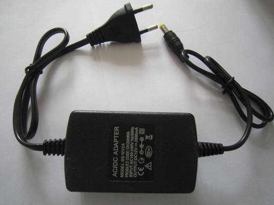 24W 24V 1A 12V 2A AC/DC Δισκογραφικό προσαρμογέα ισχύος με μαύρη τάση εξόδου 24VDC