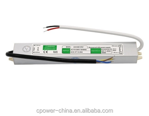 30W DC 24V 12V LED Λευκή λωρίδα οδηγού μετασχηματιστή Μονούλη IP67 Αδιάβροχο προσαρμογέα παροχής ρεύματος