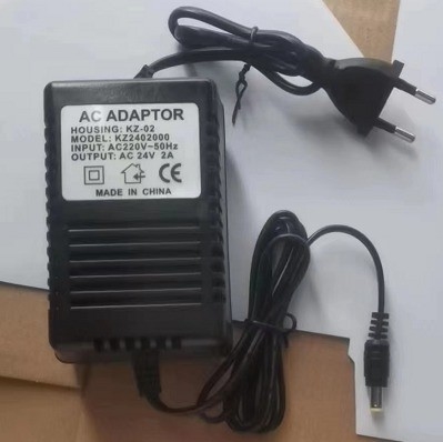 Μετασχηματιστής ηλεκτρικής ενέργειας μονοφασικού ρεύματος από εναλλασσόμενο ρεύμα σε εναλλασσόμενο ρεύμα 24V 2A με 5.5*2.1 DC Plug