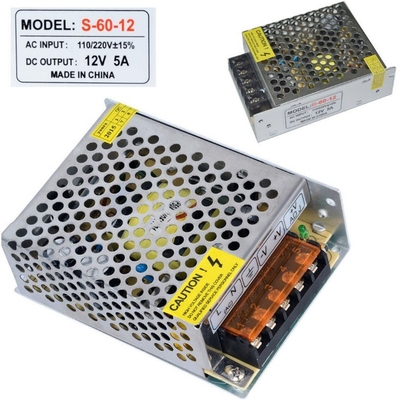 Ενιαία έξοδος τύπου AC110V/220V DC 5V 12A 12V 5A 24V 3A τροφοδοσία με 88% απόδοση