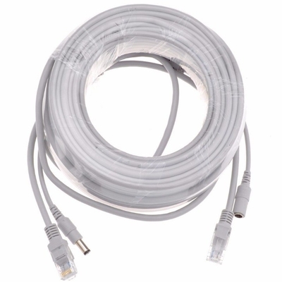 Φόρμα PVC 5/10/15/20/30M Gray CAT5/CAT-5e Ethernet RJ45 DC Power CCTV Network Lan Cable