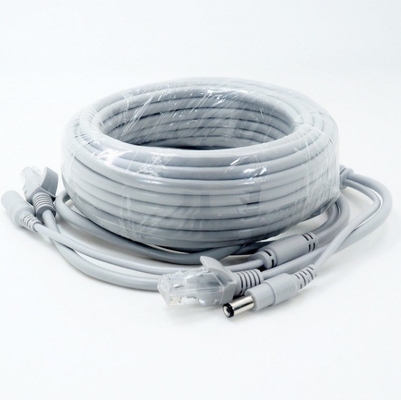 Δύο σε ένα καλώδιο για επέκταση CCTV Ethernet RJ45 και DC 12V Power NVR σε γκρι χρώμα