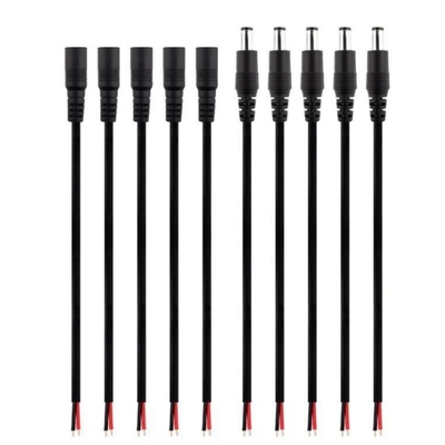 18 AWG DC Power Pigtail Cable 2.1mm x 5.5mm Barrel Plug Wire αρσενικό θηλυκό για 220-240V