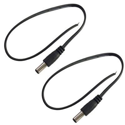 2.1mm x 5.5mm DC αρσενικό σύνδεσμο Plug End Cable Wire Pigtail Cord για CCTV σε μαύρο