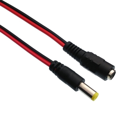 2.1mm x 5.5mm DC αρσενικό σύνδεσμο Plug End Cable Wire Pigtail Cord για CCTV σε μαύρο