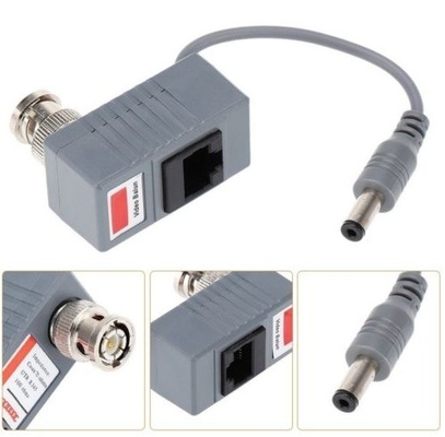 Παθητικός διακόπτης μεταδότης για κάμερα CCTV Coax BNC Video Balun HD και Power Black