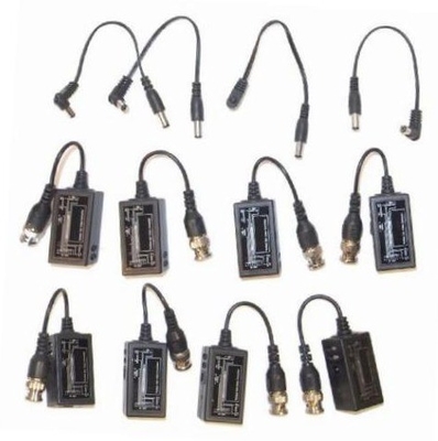 Μαύρο CCTV BNC σε RJ45 Video Balun με DC Power Extender μέσω καλωδίου Ethernet Cat5/6