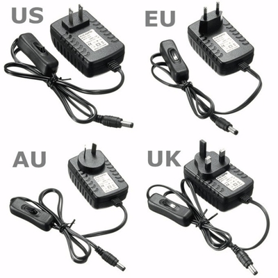 ΕΕ ΗΠΑ Ηνωμένο Βασίλειο Συμπλέκτης 100-240V σε DC 12V προσαρμογέα τροφοδοσίας με On Off Switch 2000mA έξοδος