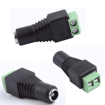 Μαύρο και πράσινο DC Power Screw Terminal θηλυκό 2.1x5.5mm Jack Connector Adapter για καλώδιο κάμερας CCTV