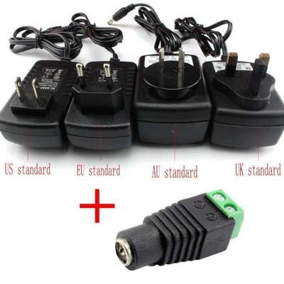 Μαύρο και πράσινο DC Power Screw Terminal θηλυκό 2.1x5.5mm Jack Connector Adapter για καλώδιο κάμερας CCTV