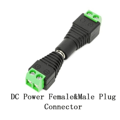 Μαύρο και πράσινο DC Power Screw Terminal θηλυκό 2.1x5.5mm Jack Connector Adapter για καλώδιο κάμερας CCTV
