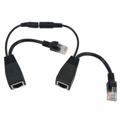 DC Plug Male End POE Splitter Cable Injector 16cm μήκος για κάμερα CCTV IP σε μαύρο