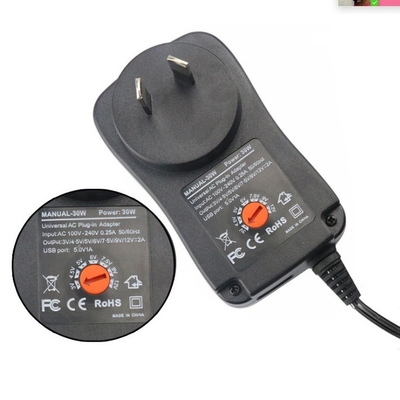 AC100-240V Αποσυναρμολογητέος Adapter ισχύος 30W Output 3-12V DC Ρυθμίσιμη 85% Απόδοση